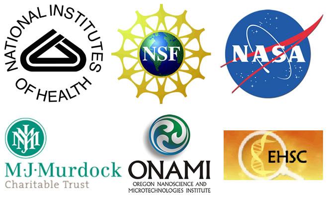 Group of logos: NIH, NSF, NASA, M.J. Murdock, ONAMI and EHSC